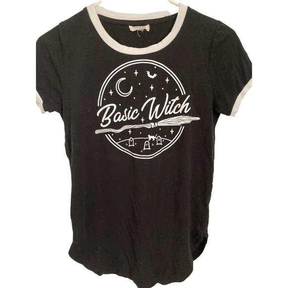 Basic Witch Ringer T-Shirt Women's Size M - Picture 1 of 4